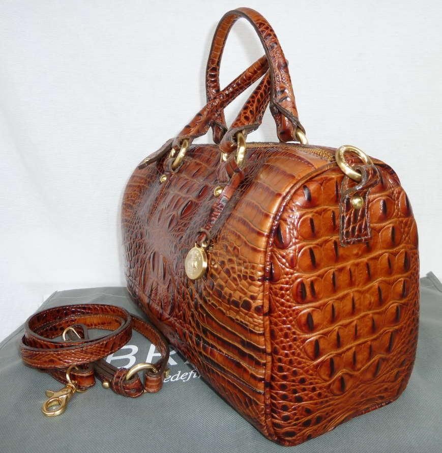 NWT BRAHMIN SADLE PECAN MELBOURNE SATCHEL DOCTOR BAG + STORE SHOPPING 