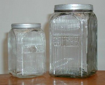 Hoosier Cabinet Canister Jars with Lids Coffee Tea