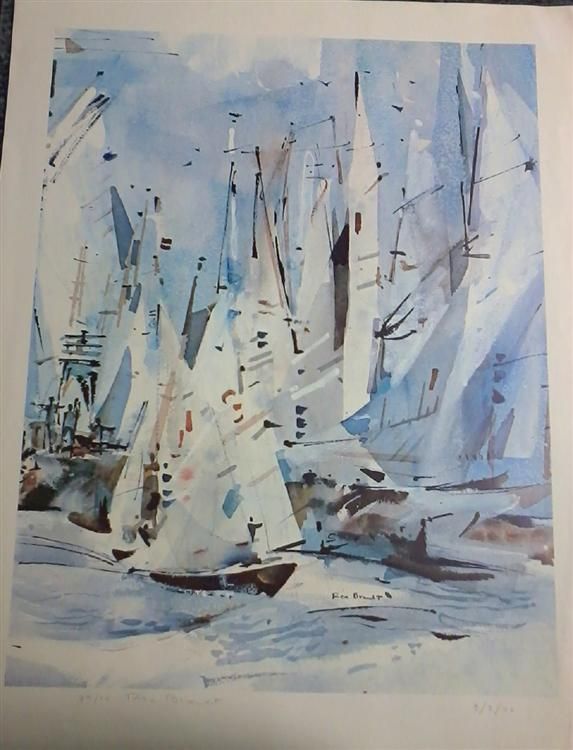 Rex Brandt Regatta Watercolor RARE Artist Proof