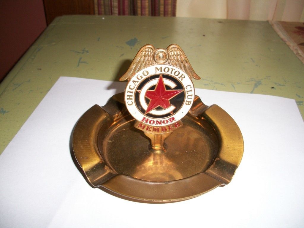 Vintage Chicago Motor Club Brass Ashtray