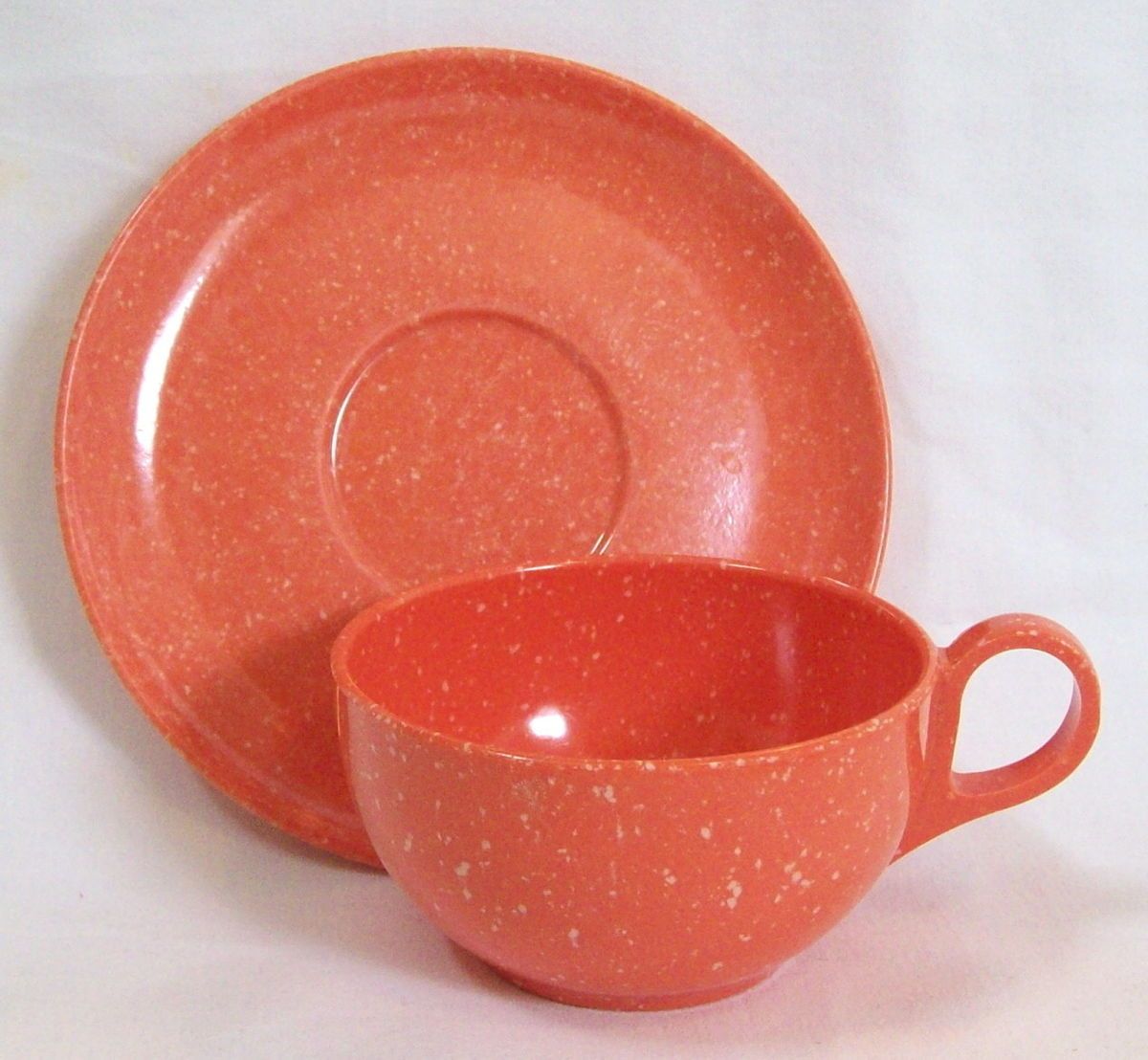 IMP Brookpark ORANGE CONFETTI Speckled Melamine Cup Saucer s