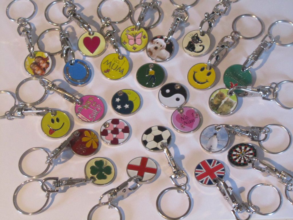 shopping trolley token trollies £ 1 coin keyring more