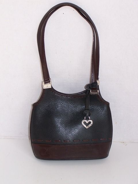 Brighton Black Brown Leather Purse Handbag Tote Heart