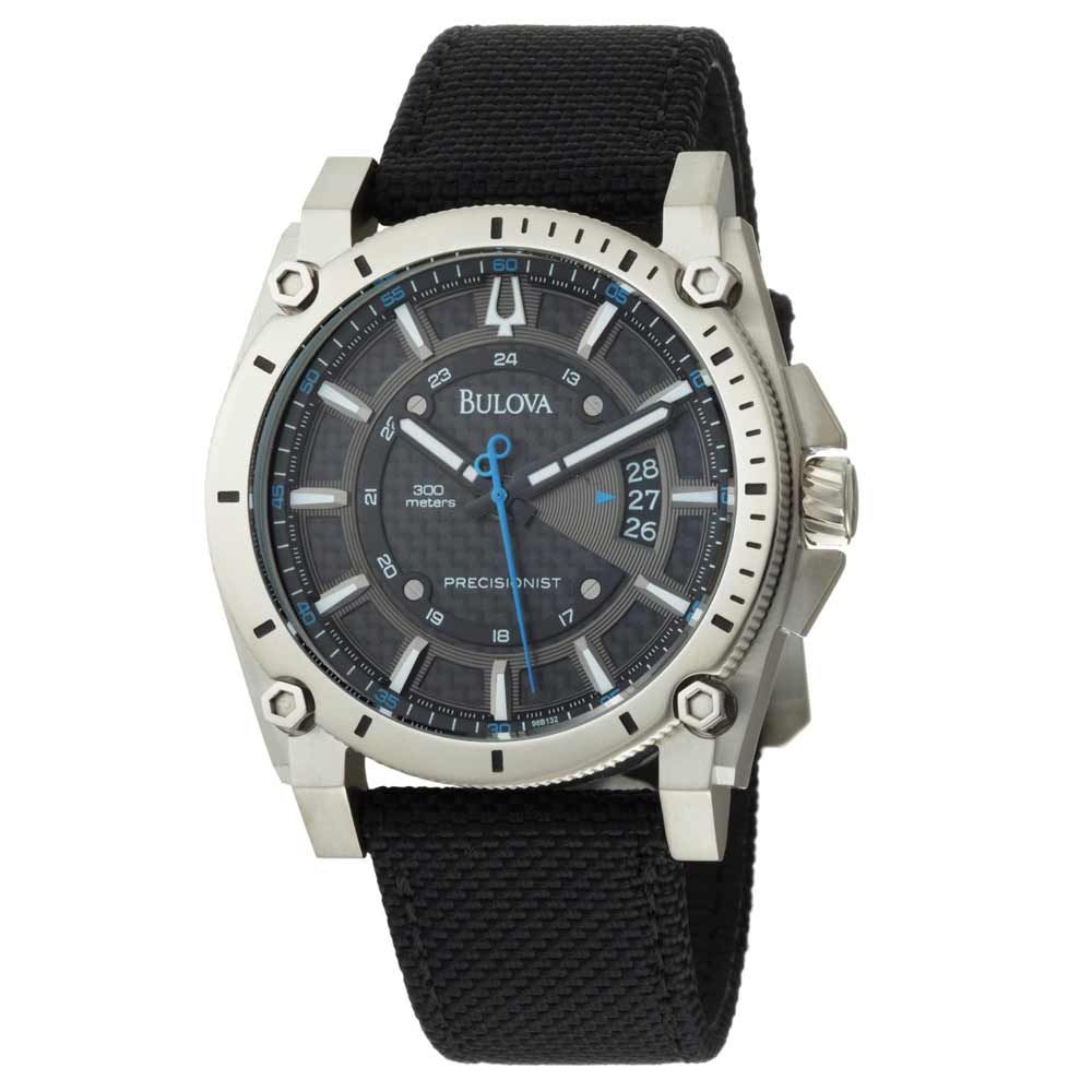 Bulova 96B132 Mens Precisionist Champlain Titanium Black Rubber Strap 