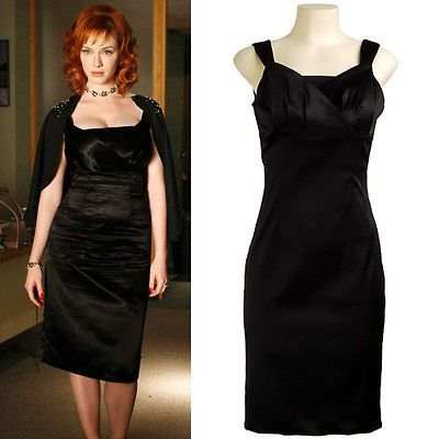 Joan Holloway Shiny Satin Mad Men LBD Rockabilly Cocktail Evening 