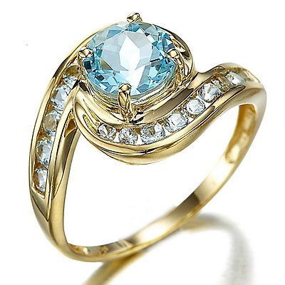   Jewelry Fancy Womans Aquamarine 18K Yellow Gold Filled Ring Gift