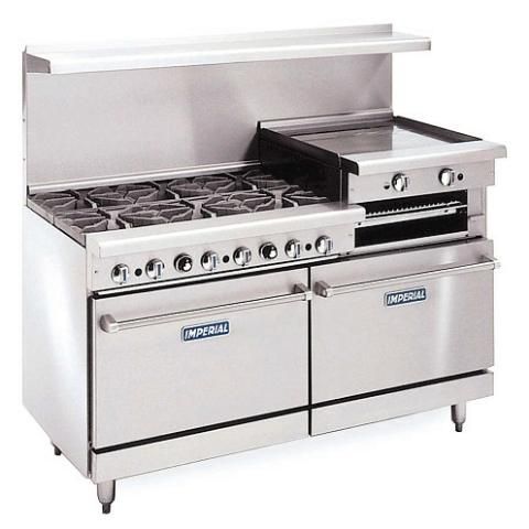 Imperial 60 6 Burner 24 Broiler Griddle Gas Range New