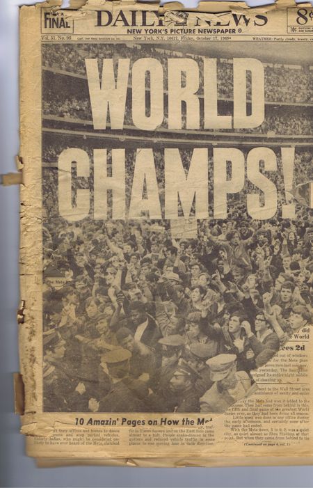 1969 WS Champs New York Mets Daily Newspaper 10 17 1969