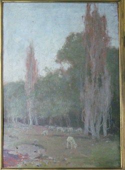 Steven Parrish Original Oil Painting of Sheep C 1910s