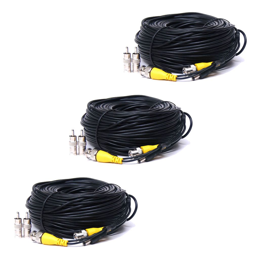 Power Video Cable 3X 150ft BNC RCA CCD CCTV Security Surveillance 