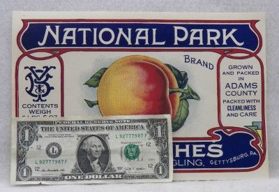 National Park Pie Peaches Burgoon Yingling Gettysburg Large Can Label 