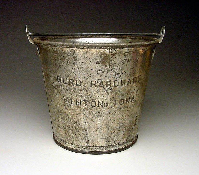 Vintage Estate Old Advertising Pail Burd Hardware Vinton Iowa Super 