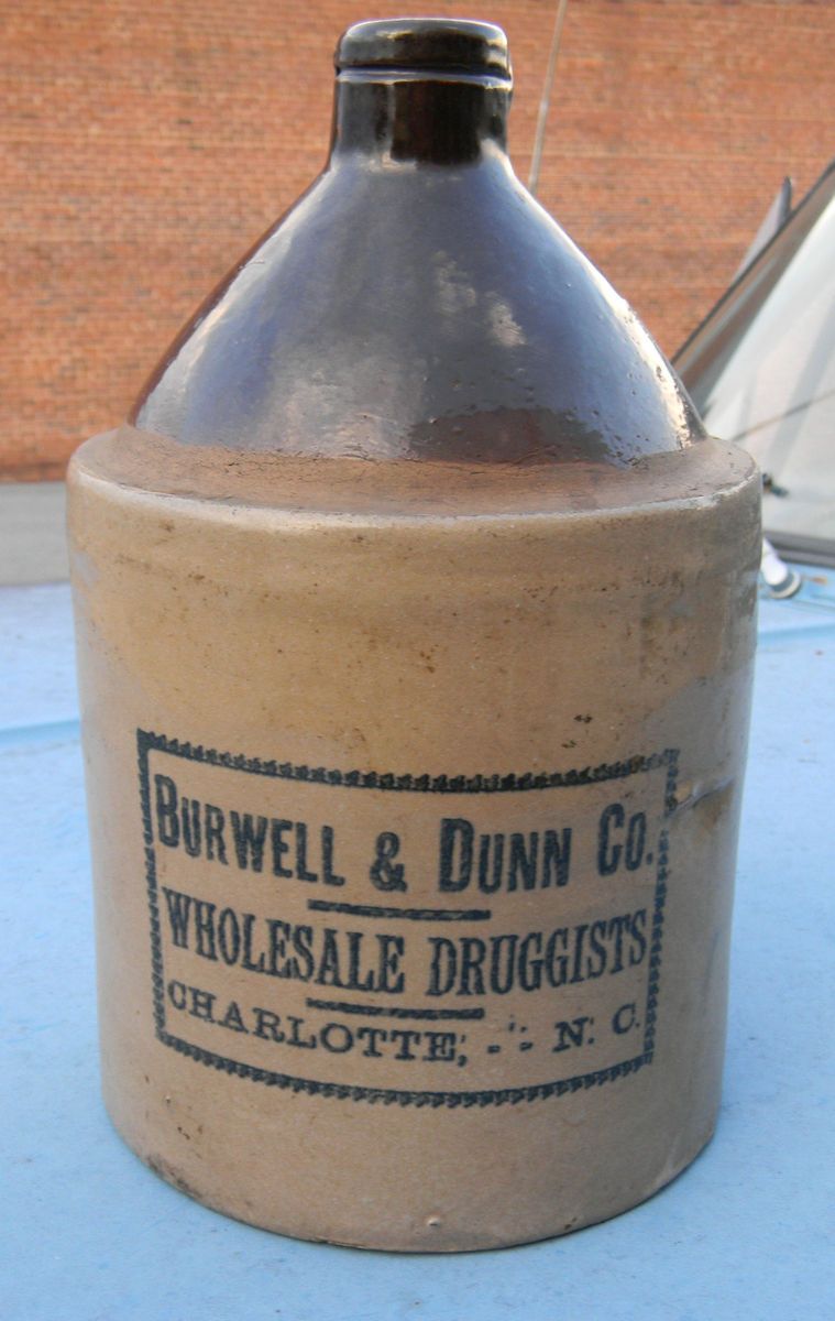 Rare Stoneware Burwell & Dunn Co. / Wholesale Druggists / Charlotte, N 