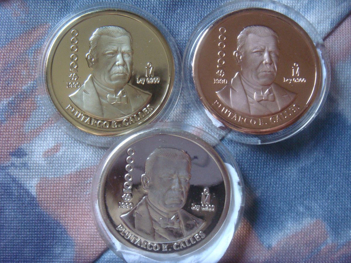   of 3 Patterns $100 000 Pesos Calles Silver Copper Brass Proof