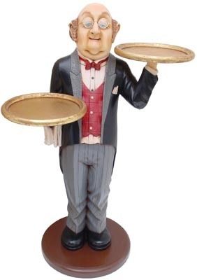 Waiter Statue Waiter Butler Statue Holding Two Trays Restaurant Decor 