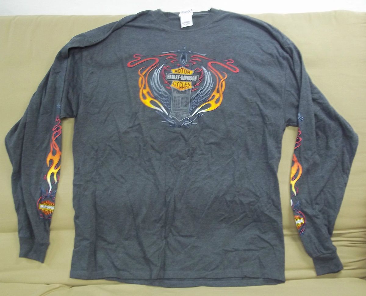 2010 Big Island HARLEY DAVIDSON KONA Hawaii Gray Long Sleeve Shirt 