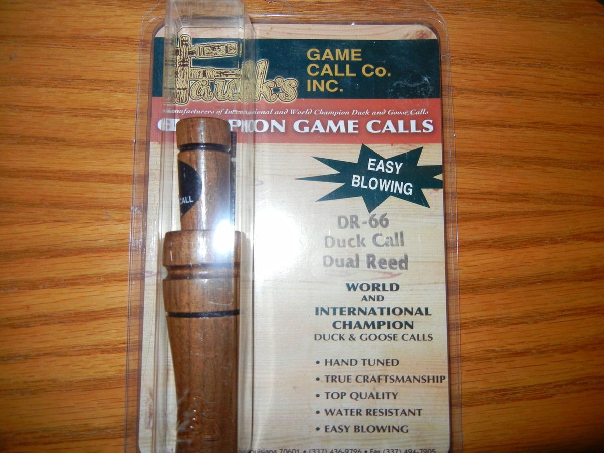 Faulks DR 66 Duck Call Double Dual Reed Wood Wooden Easy Blowing