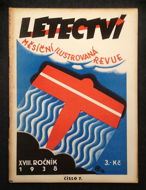 Stunning 1938 Czech Modern Art Deco Design Air Aeronautics Aviation 