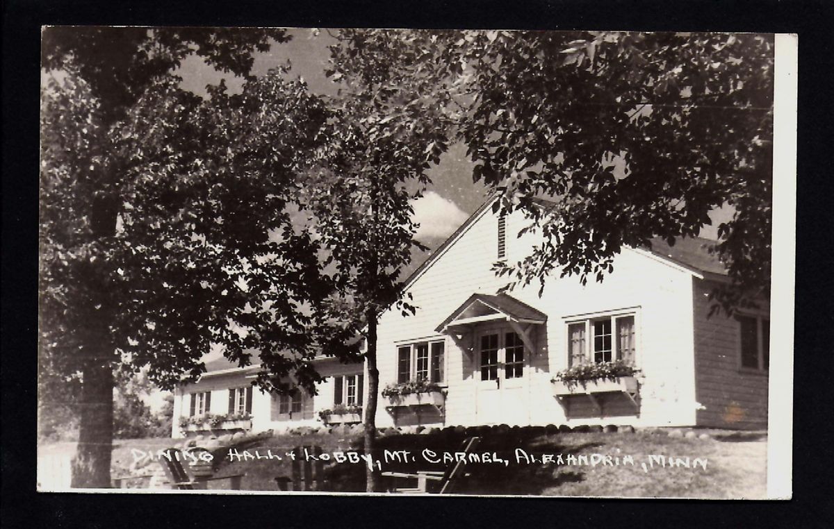    Minnesota MN 1948 RPPC Mt Carmel Resort Camp Dining Hall on the Hill