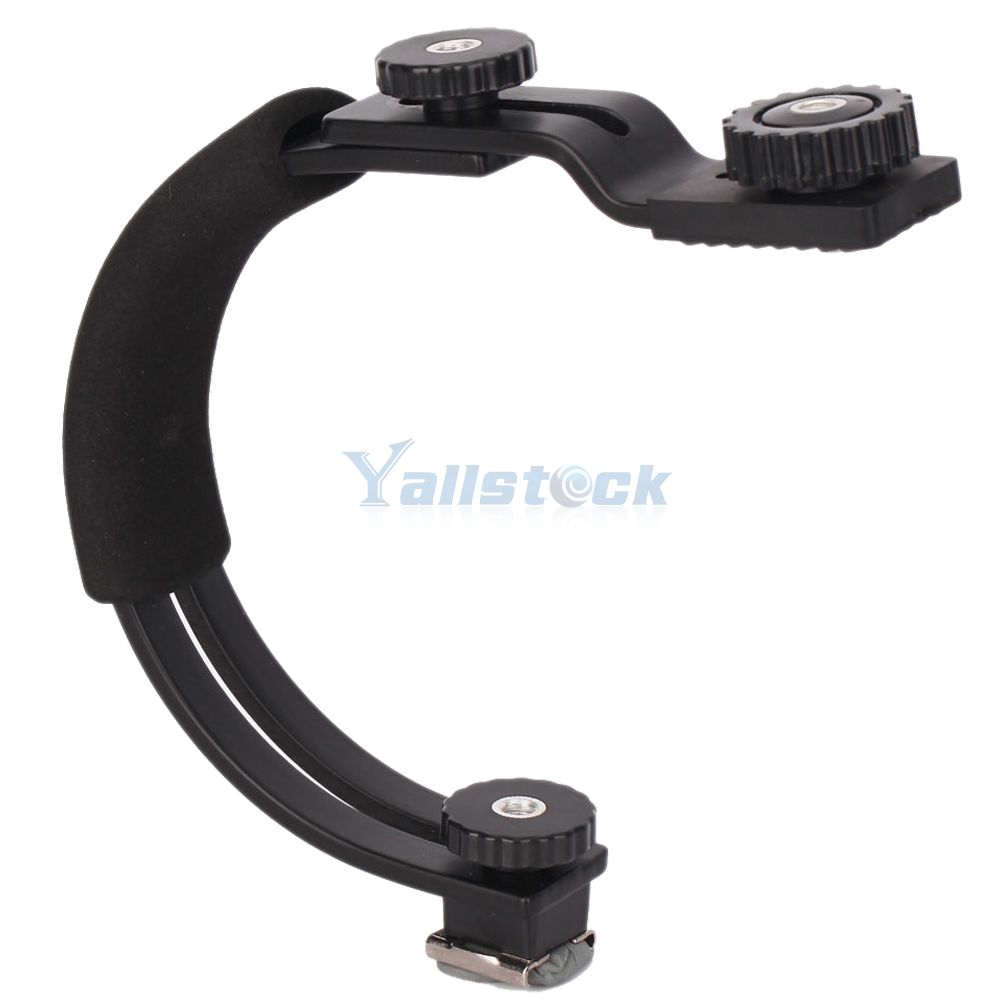   Aluminum C Word Flash Bracket Holder Stand for All Camera Black