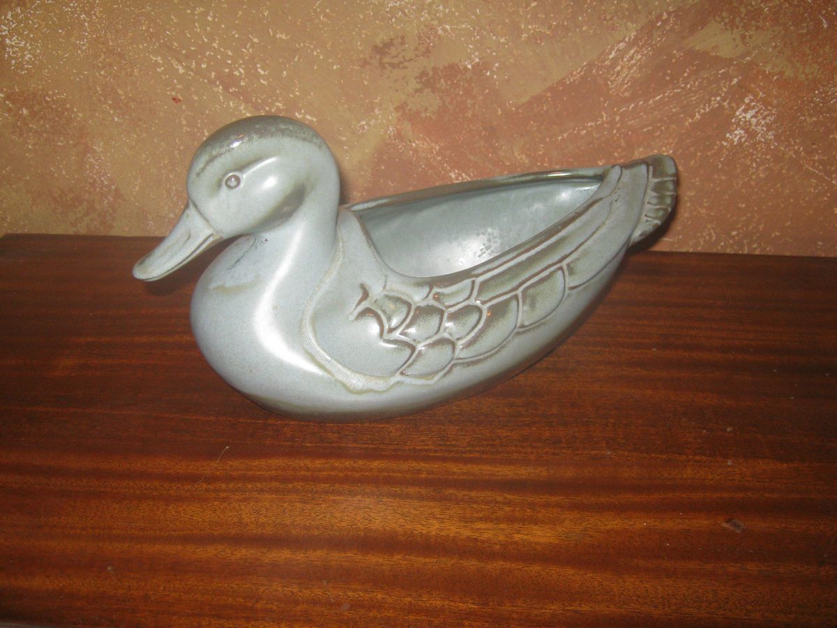 Frankoma Pottery Mallard Duck Planter 208 Prairie Green Free SHIP 