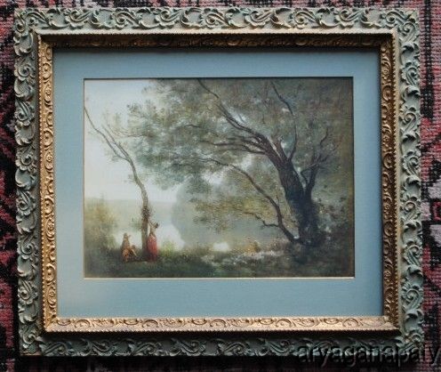   Original Antique Painting Landscape Scene Jean Baptiste Camille Corot