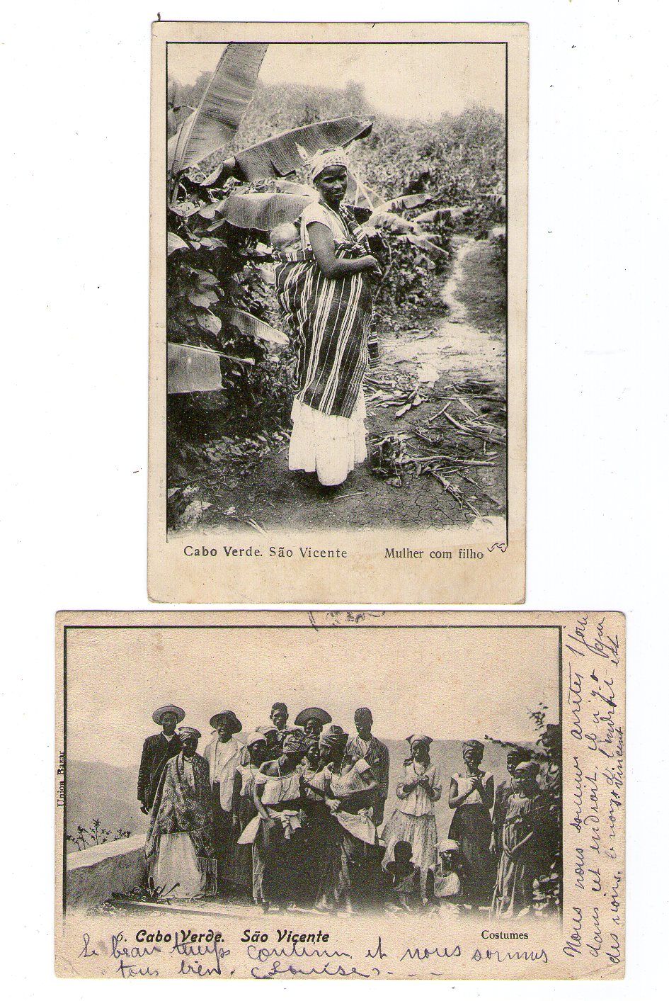 Portugal Cape Cabo Verde Lot 2 Postcards St Vicente Costumes Used 