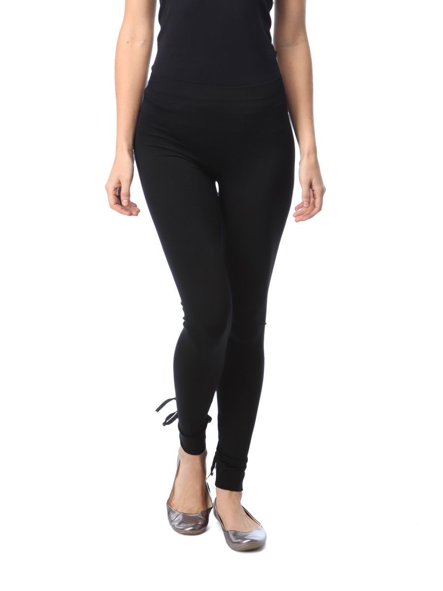 Capelli New York Black Lace Up Back Leggings