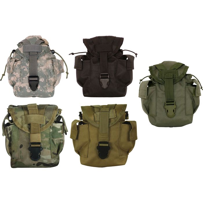 Tactical Modular 1 Quart Canteen Cover Drawstring w Cord Lock 6 5 x 5 