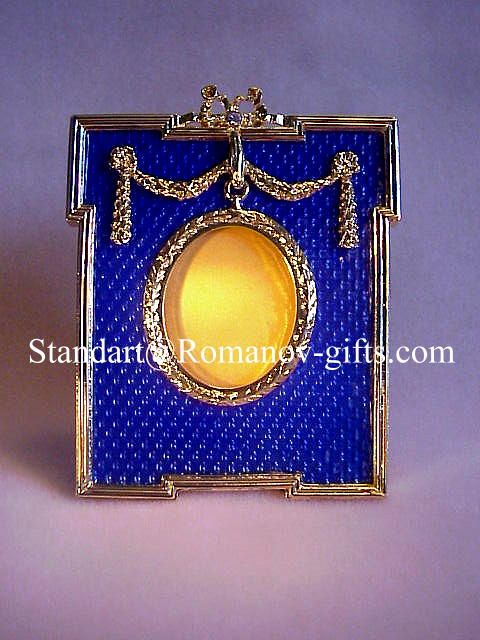 Faberge style Louis XVI Chamford shaped Presentation Clock & Photo 