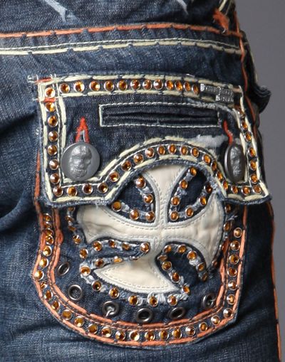 Laguna Beach Jeans Mens Destroyed Orange Choose One w 2G Crystals 