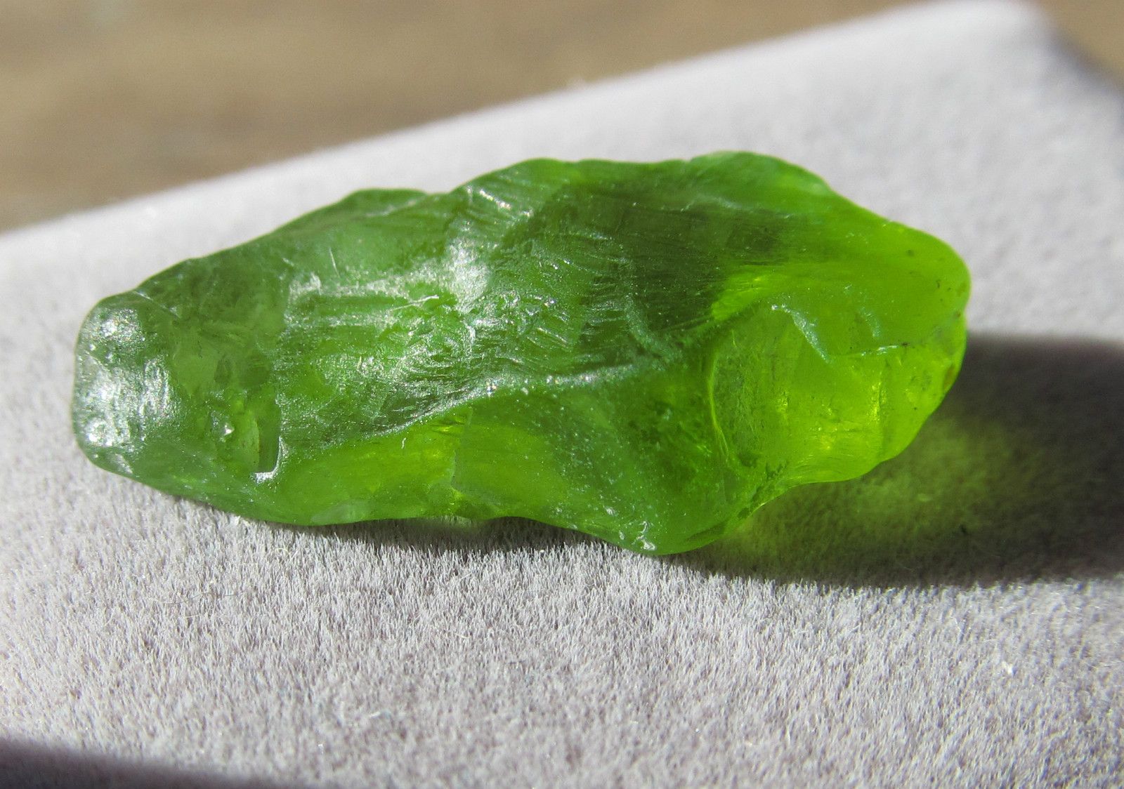 Arizona Peridot Alluvial Facet Rough, 10.90ct, 10 x 21 x 5mm, Looks 