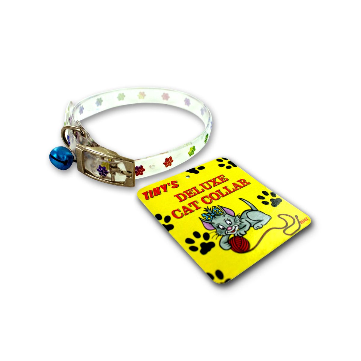 This cat collar has a bell firmly attached. It has a heart design in 