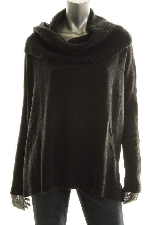 Cece New Gray Cashmere Long Sleeve Cowl Neck Ribbed Pullover Sweater 