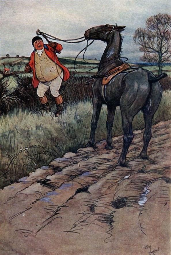 Cecil Aldin Original Vintage Fox Hunting Horse Hunt Print c1900