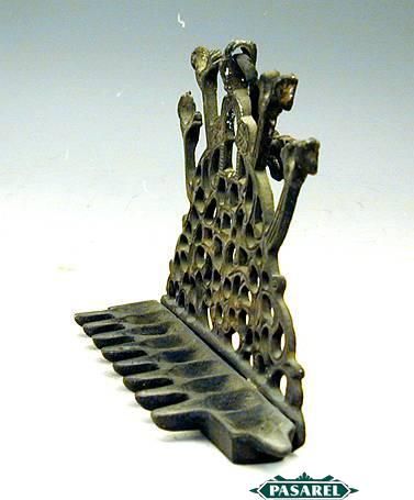 RARE Antique Brass Hanukkah Lamp Menorah Morocco C1900