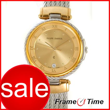 Philippe Charriol Mens Gold SS Cable Celtic Roman Watch