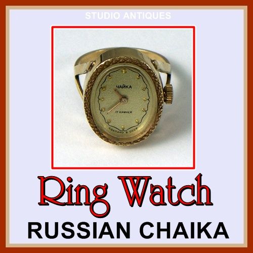 Russian Vintage Chaika Yanka Gold Ring Watch Size 7 3 4