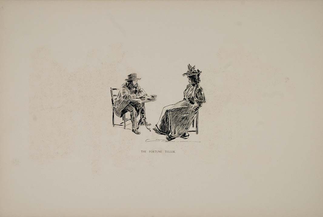   art 1894 charles dana gibson woman man fortune teller print original