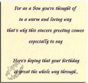 Son Birthday Card Large to A Special Son WL079