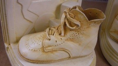 VINTAGE BABY SHOE PLASTER BOOKENDS