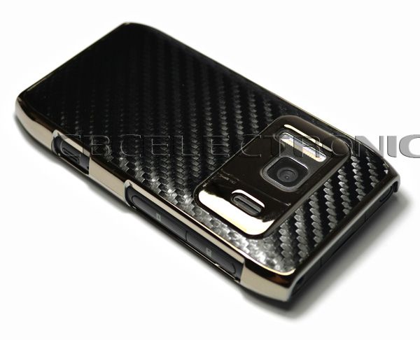 New Black carbon fiber chrome hard case back cover for nokia N8