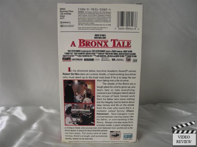 Bronx Tale VHS Robert de Niro Chazz Palminteri