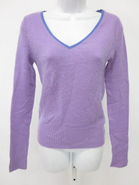 Christopher Fischer Purple Cashmere V Neck Sweater Sz L