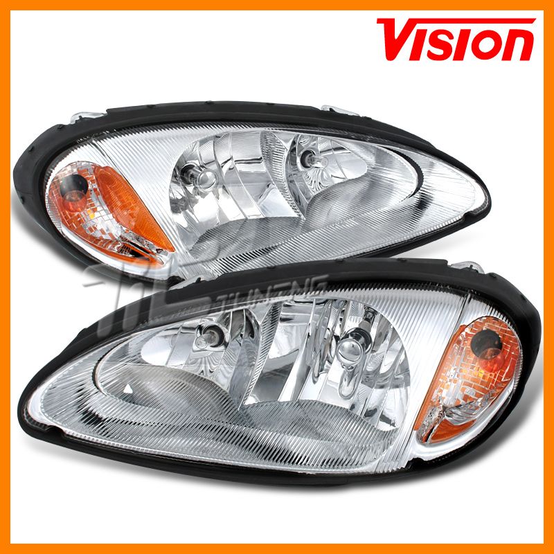 01 05 Chrysler PT Cruiser Chrome Amber Head Lights Lamp