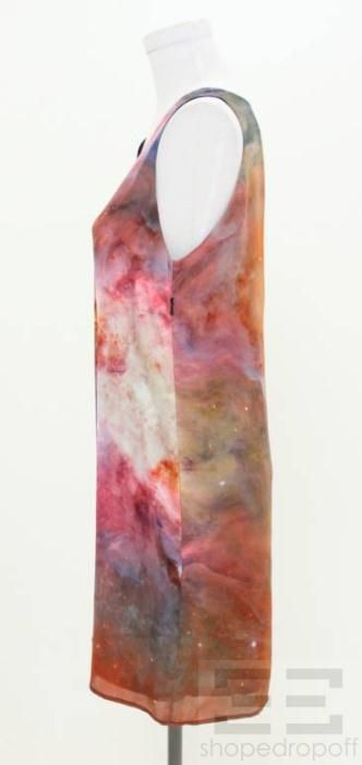 Christopher Kane Multicolor Galaxy Print Silk Sleeveless Dress Size UK