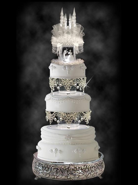 Lighted Cinderella Castle Wedding Cake Topper with Cascading Swarovski