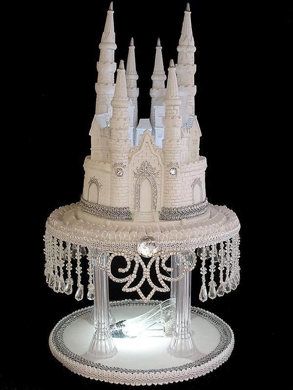 Lighted Cinderellas Castle Weddng Cake Topper Slipper