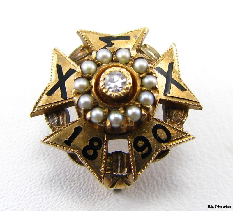 Chi Sigma Chi High School Fraternity Diamond Pearl Pin