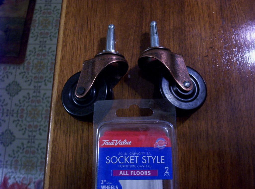 Furniture Casters 2 Wheels. Stem Socket Style 